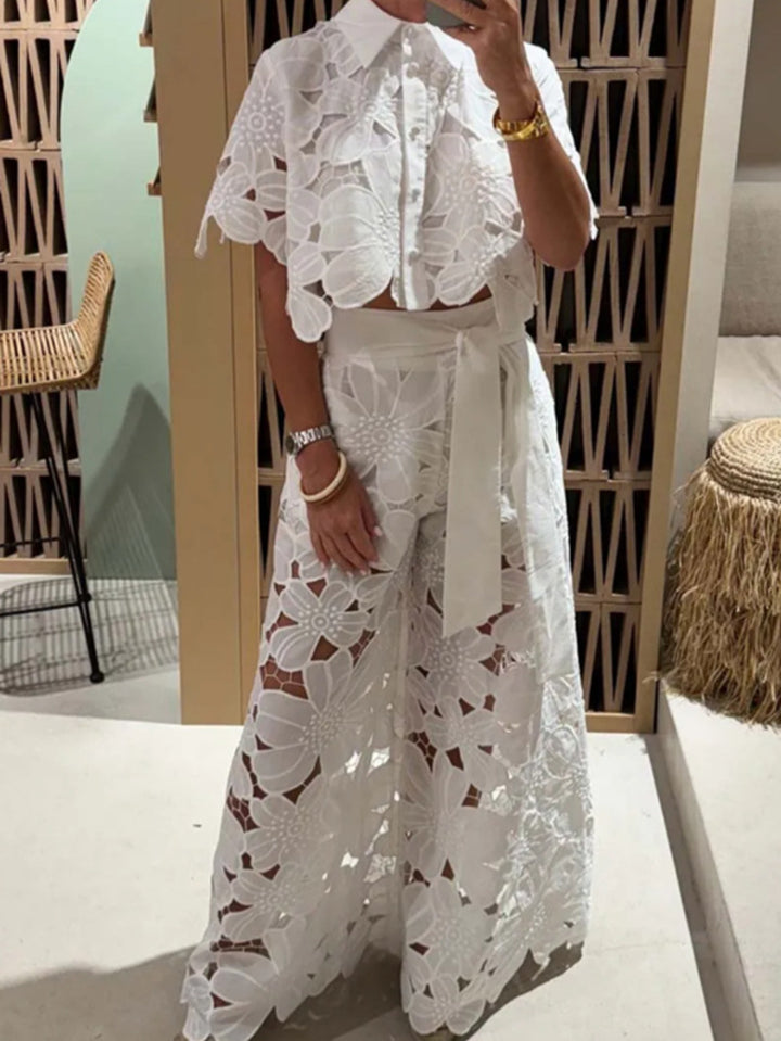 Dame elegante bluser og brede bukser Stilla