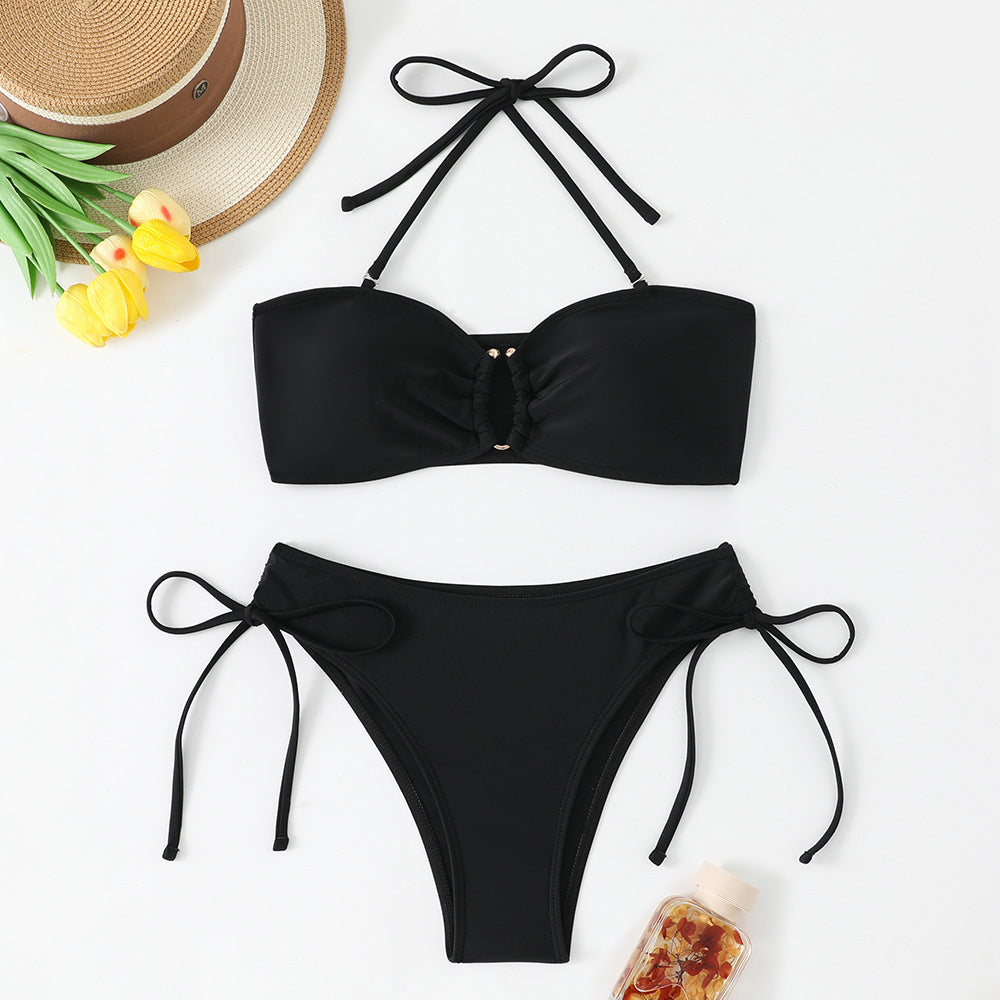 Dame bandeau-bikini sæt med justerbare stropper Skovae