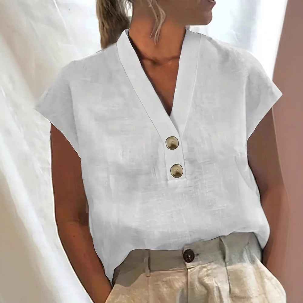 Dame Glitrende V-Pullover Bluse Skovae