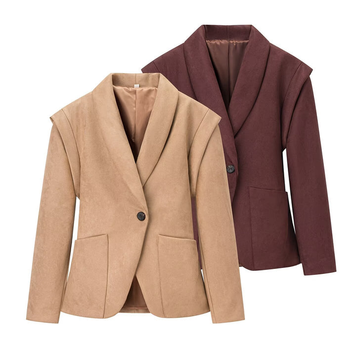 Kvindernes fashionable blazerjakke lavet af blødt suede imitation Stilla