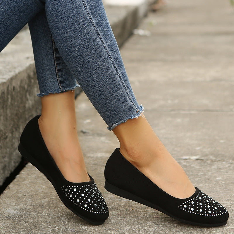 Dame Ballerina-sko med elegante strass-applikationer Stilla