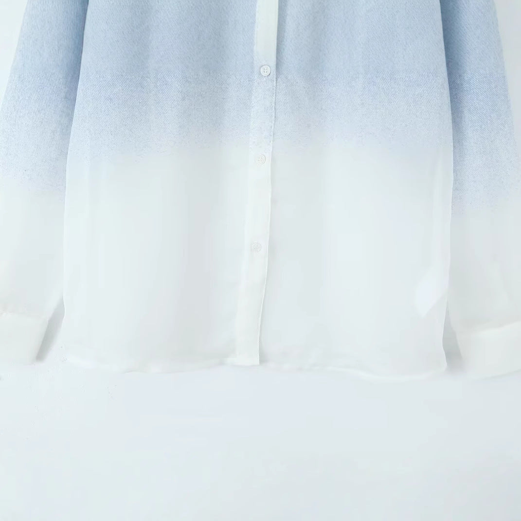Dame Elegant Bluse med Lys Gradient Stilla