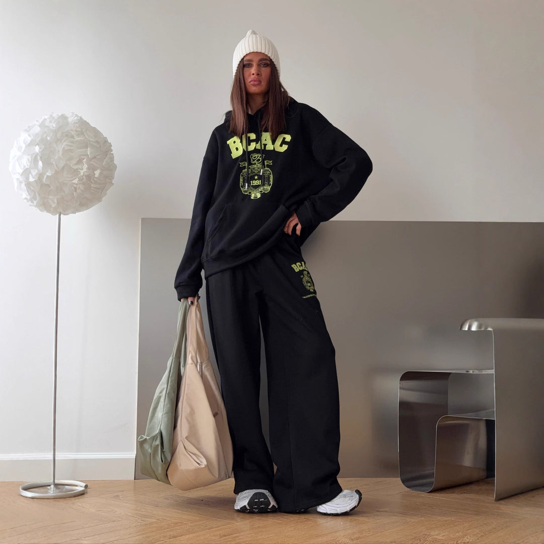 Kvinder Casual Oversized Sweater og Loose-Fitting Jogging Bukser Sæt Stilla
