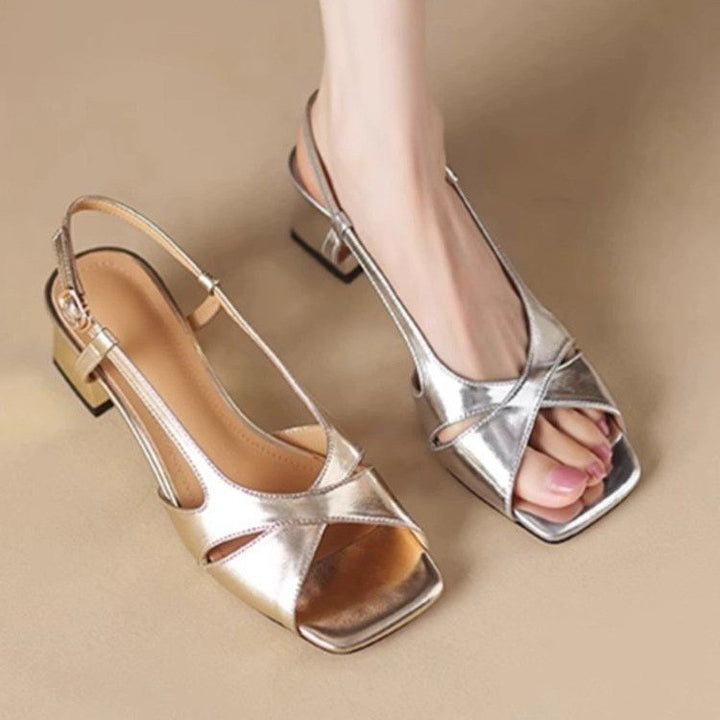 Dame Slingback Sandaler med moderne krydsbånd-design og komfortabel blokhælhæl Stilla