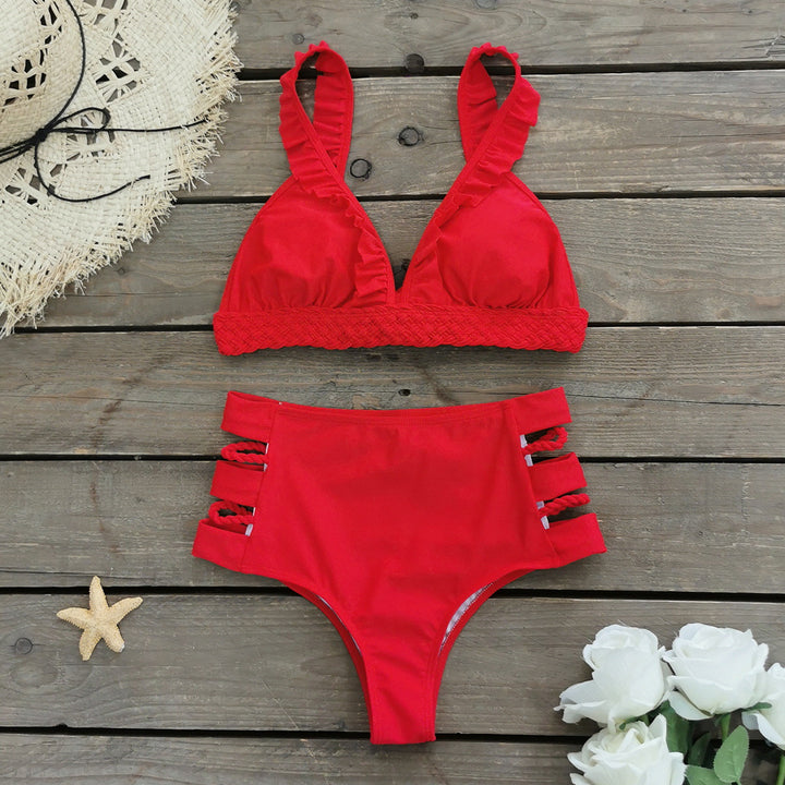 Dame Bikini-sæt med legende flæse-design og elegante snøre-detaljer Stilla