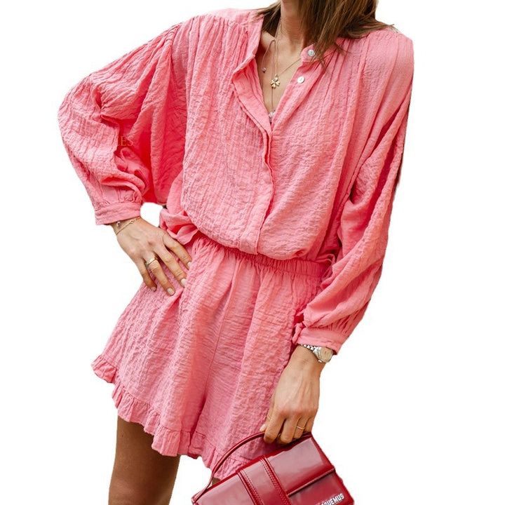 Damer afslappet sæt med ruffles dekoreret top og shorts Stilla