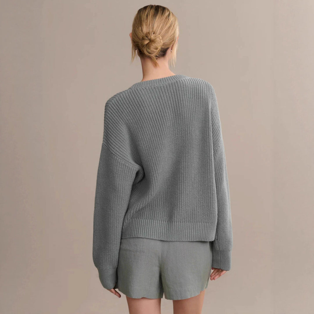 Kvinders cardigan med knaplukning og elegant struktur Stilla