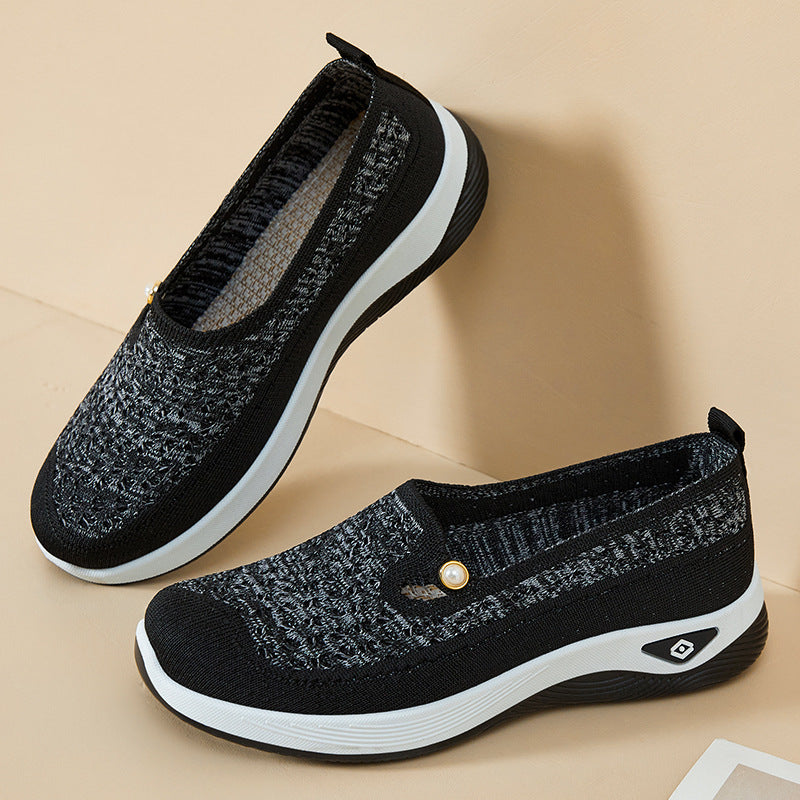 Femme Komfortable Slip-On Vandresko med Åndbart Strikdesign Stilla