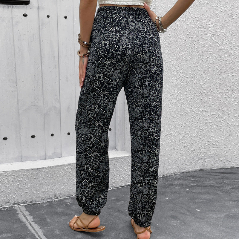 Femme Let Bohemian-stil Bredbenede Bukser Stilla