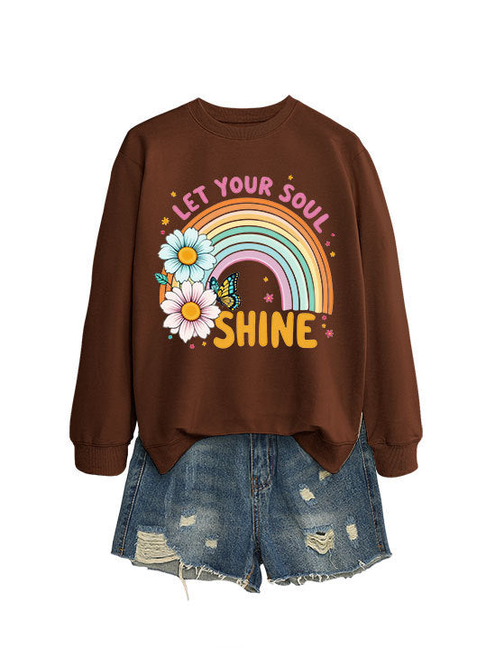 Kvinders sweatshirt med farverig gradient og blomster grafisk design Stilla
