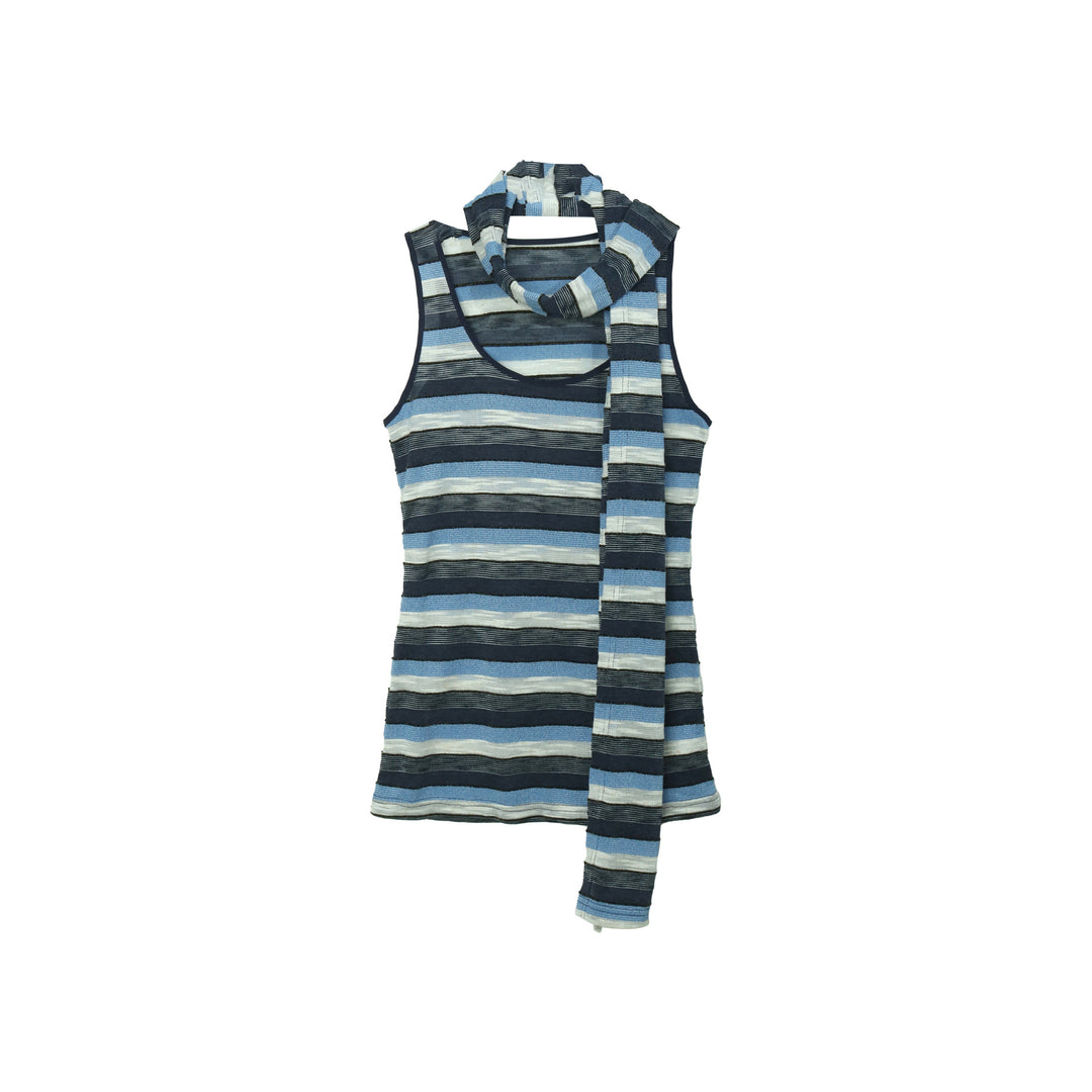 Dame tanktop med moderne stribemønster og trendy tørklæde Stilla
