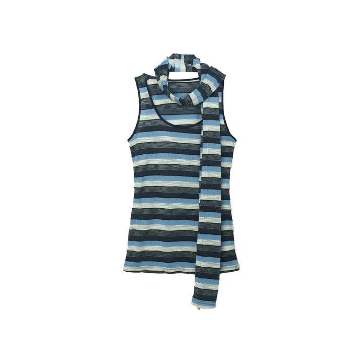 Dame tanktop med moderne stribemønster og trendy tørklæde Stilla