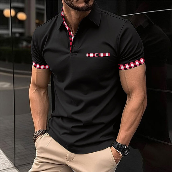 Herrer Poloshirt med moderne ternet mønster Stilla