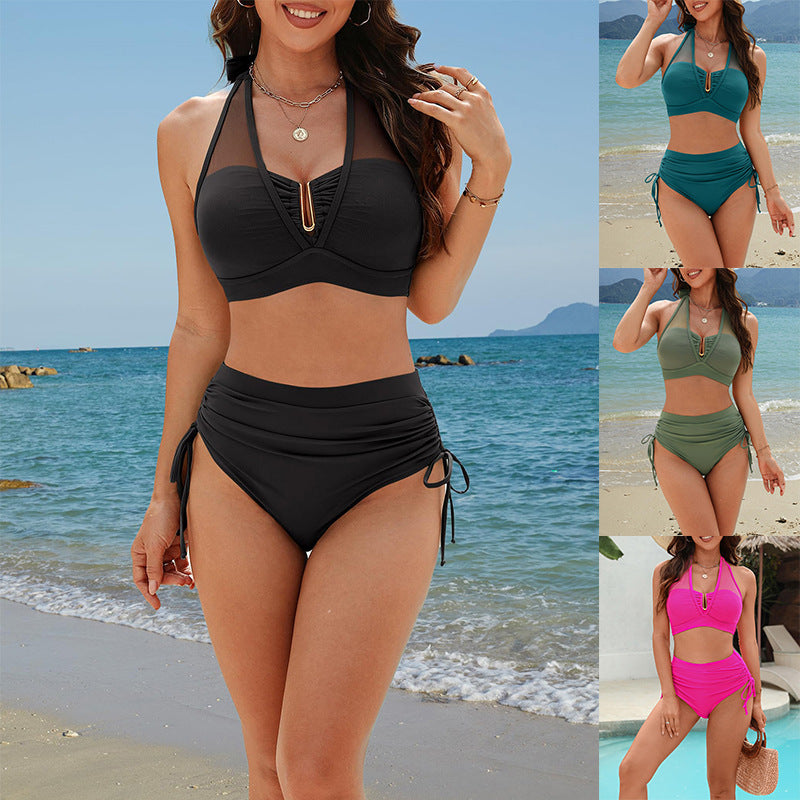 Dame Bikini-sæt med justerbare rynkeelementer og moderne mesh-design Stilla