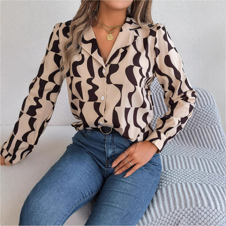 Dame Elegant Bluse i abstrakt mønster Stilla