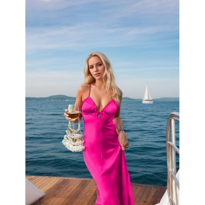 Dame Elegant Strandkjole med raffinerede detaljer Skovae