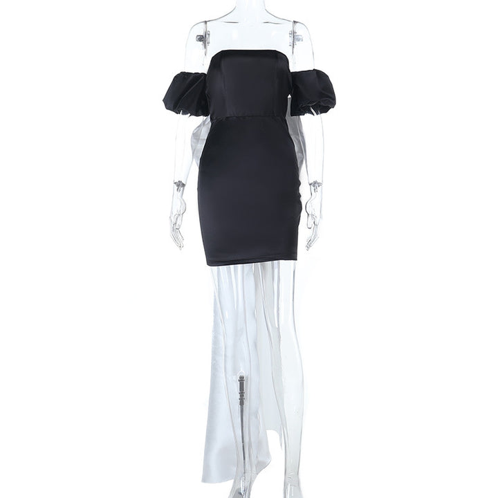 Damer Elegant Off-Shoulder Mini Kjole med voluminøse Ruffle Detaljer Skovae