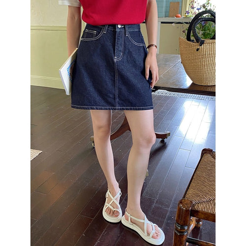 Kvindernes denim mini nederdele i klassisk design Stilla