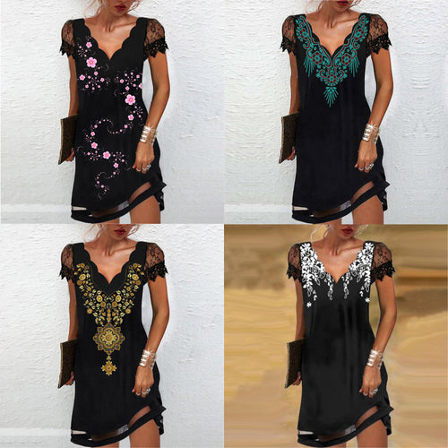 Dame Elegant Floral Blondekjole Stilla