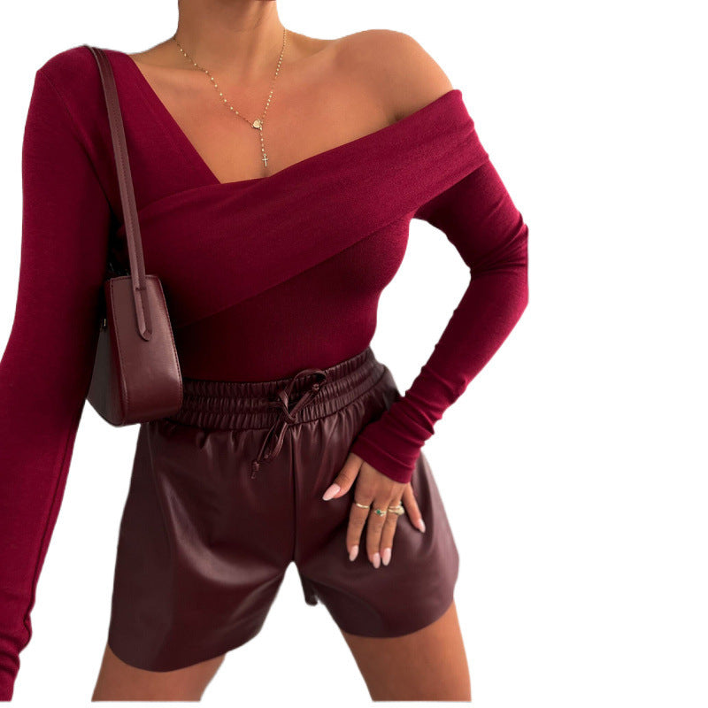Femme asymmetrisk Off-Shoulder Langærmet top Stilla