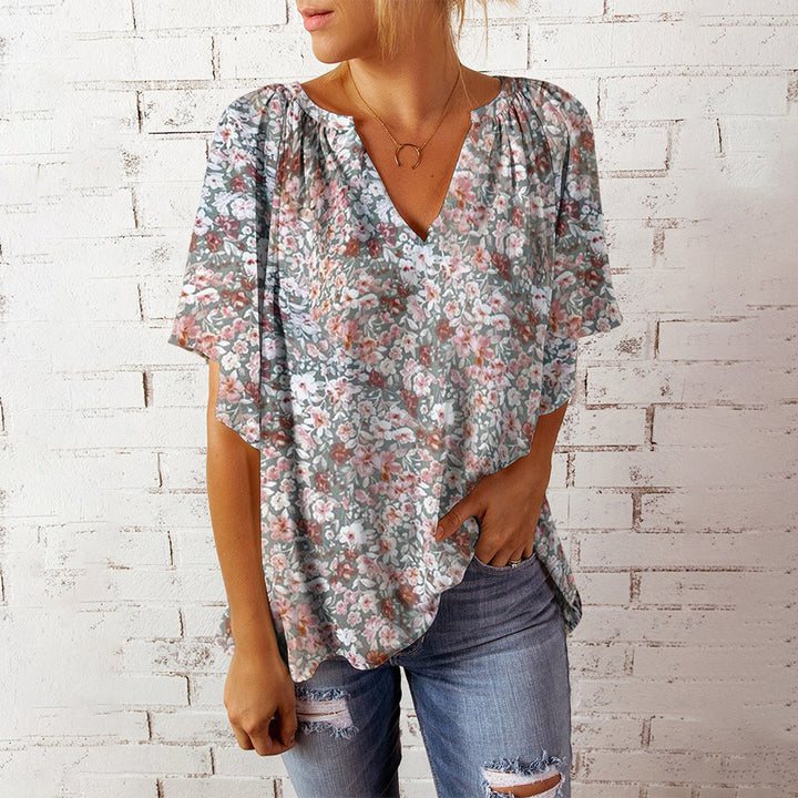 Damebluse med blomsterprint Stilla