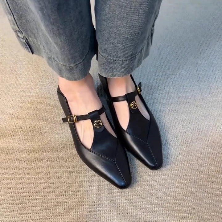 Dame elegante spidse Slingback Ballerinaer med dekorativt spænde-design Stilla