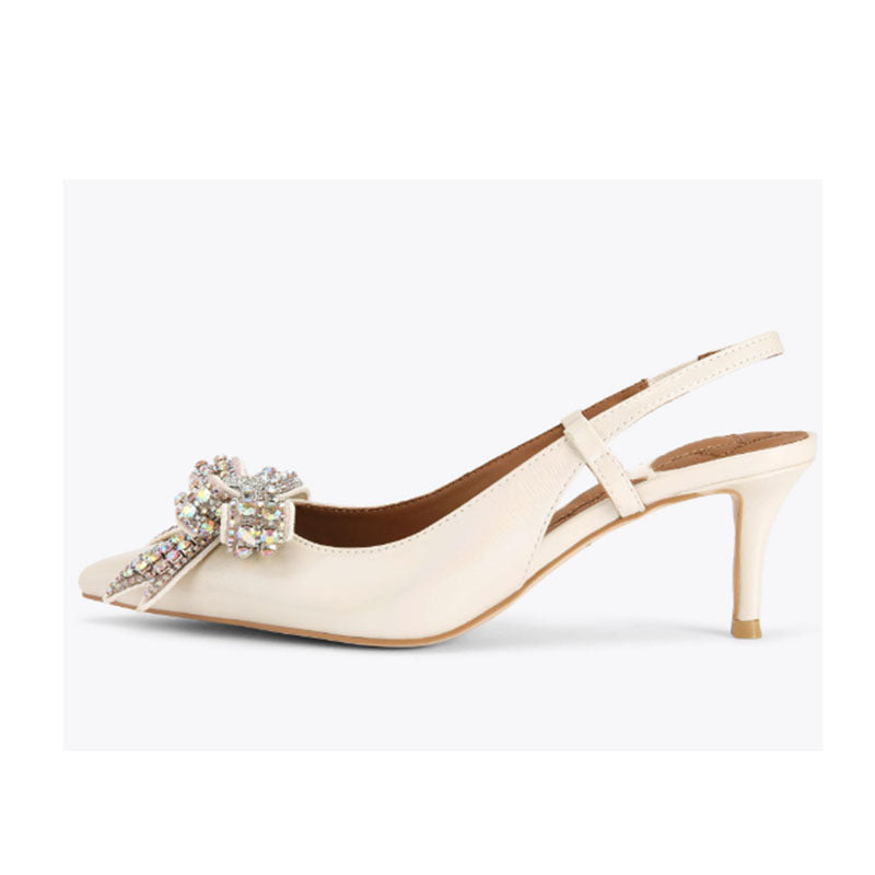 Dame Slingback spidse sko med udsmykkede sløjfedetaljer Stilla