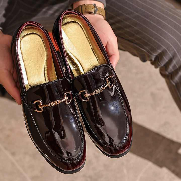 Herrer Skinnende Læder Dress Loafers med Kæde-detalje Stilla