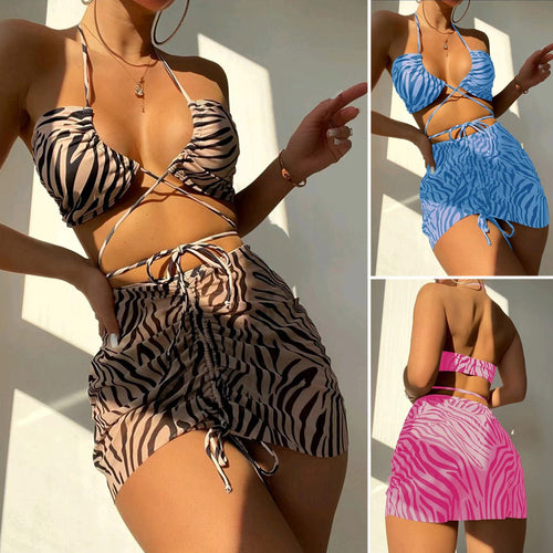 Dame Bandeau-bikini-sæt med gennemsigtig overkjole og fashionable design Stilla