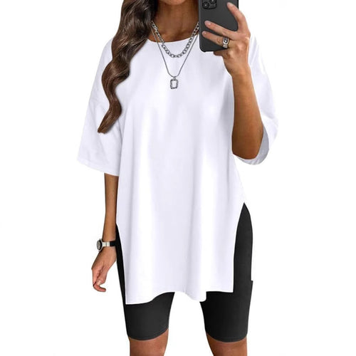 Dame Oversize T-shirt med sideslids Stilla