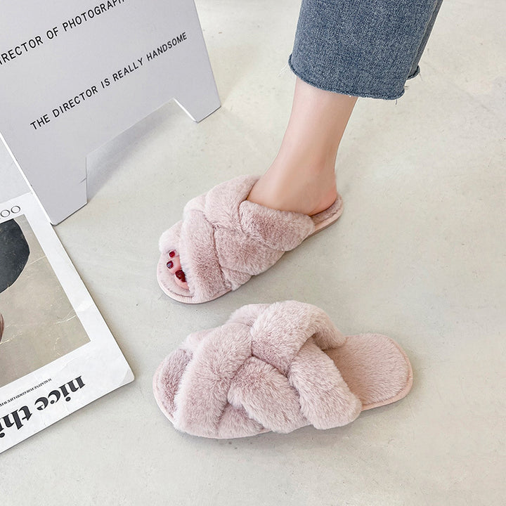 Dame Bløde Hjemmesko med dobbelt Kryds-Remdesign og komfortabel Sål Stilla