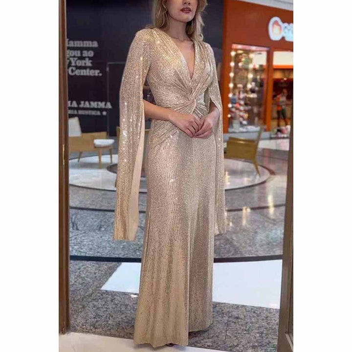 Dame Glamourøs Aftenkjole med side Drapering og elegante Flæsekanter Stiila