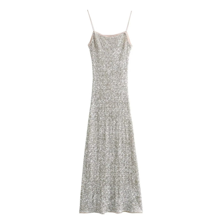 Stilla | Glamorous Multicolor Paillet Strop Maxi Kjole