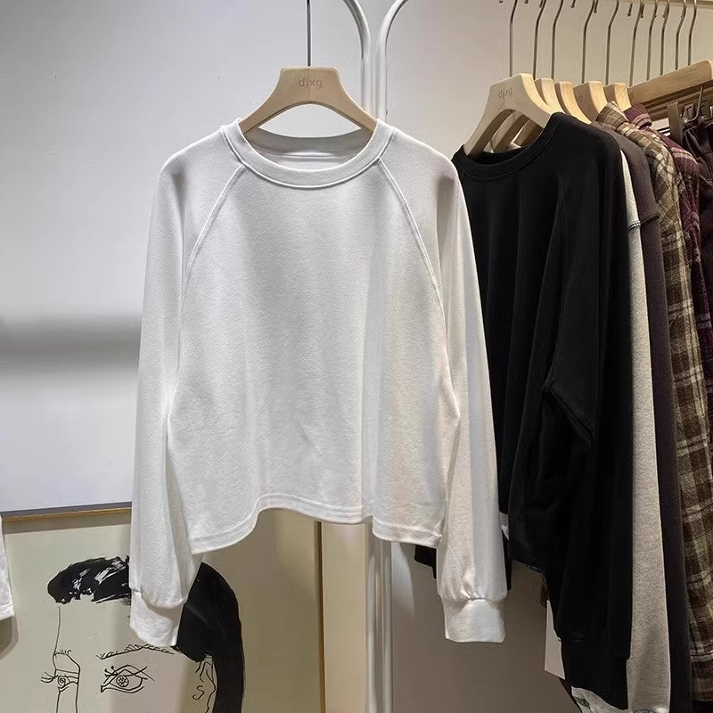 Femme Cropped Pullover Sweatshirt med Raglanærmer Stilla
