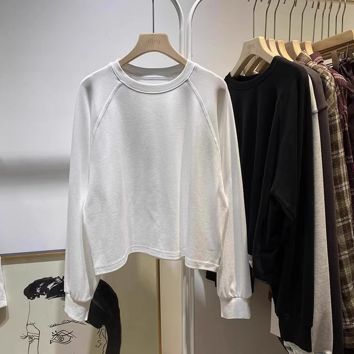 Femme Cropped Pullover Sweatshirt med Raglanærmer Stilla