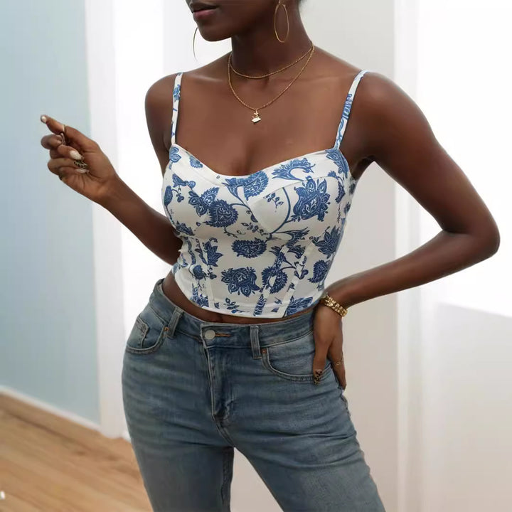 Dame blomster mønster cropped top Skovae