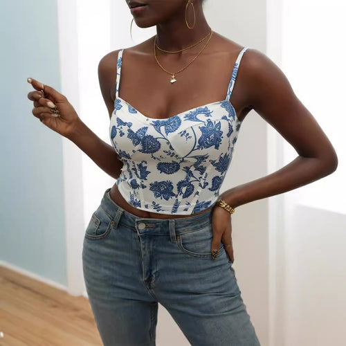 Dame blomster mønster cropped top Skovae