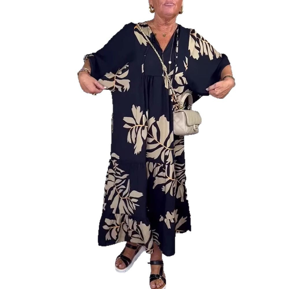 Dame maxikjole med blomsterdesign og flydende snit Stilla