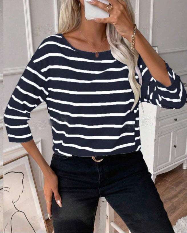 Damer Casual Langærmet skjorte med maritime striber Stilla