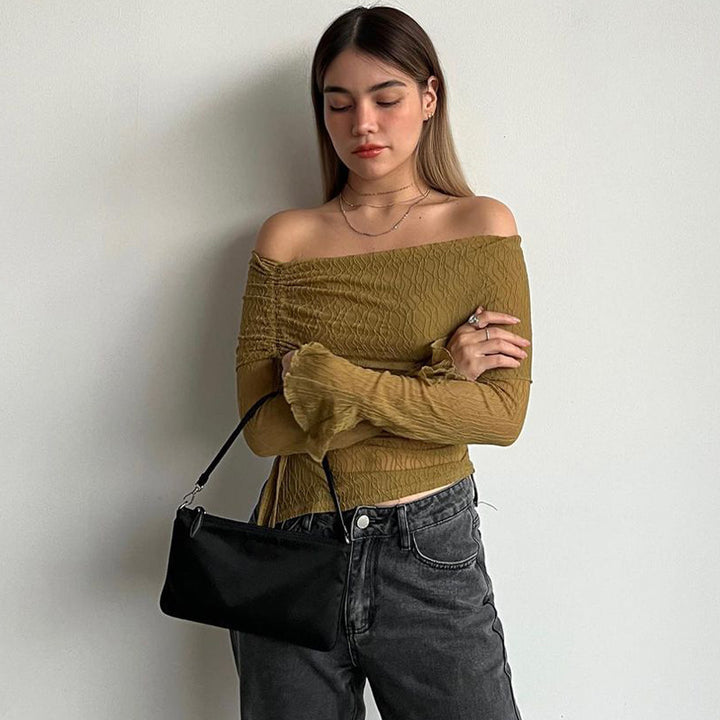 Dame Off-Shoulder top med delikate flæse detaljer Skovae