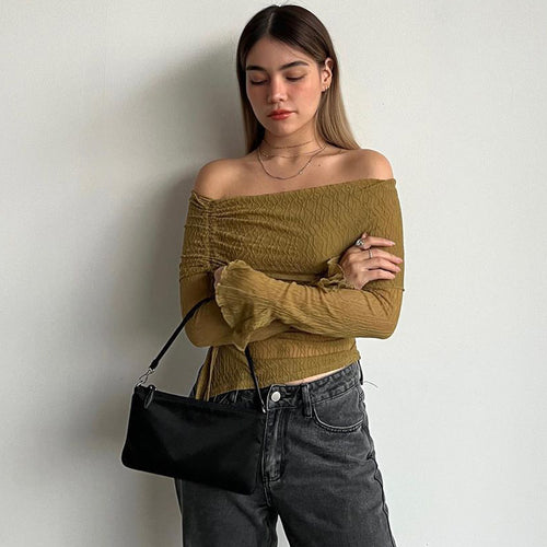 Dame Off-Shoulder top med delikate flæse detaljer Skovae