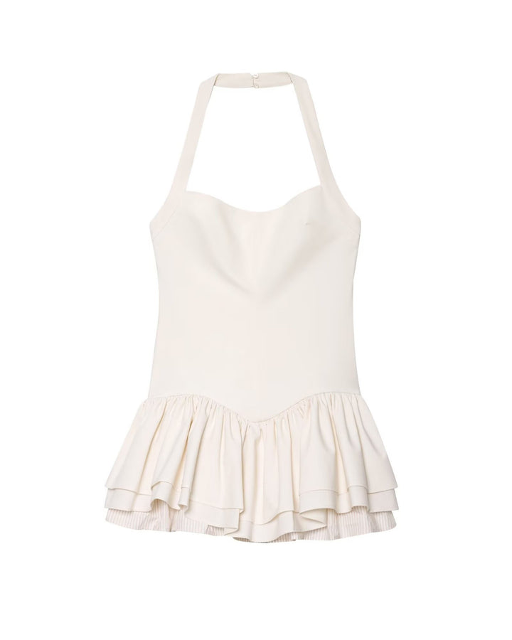 Dame Halterneck Ruffle Peplum Top Stilla