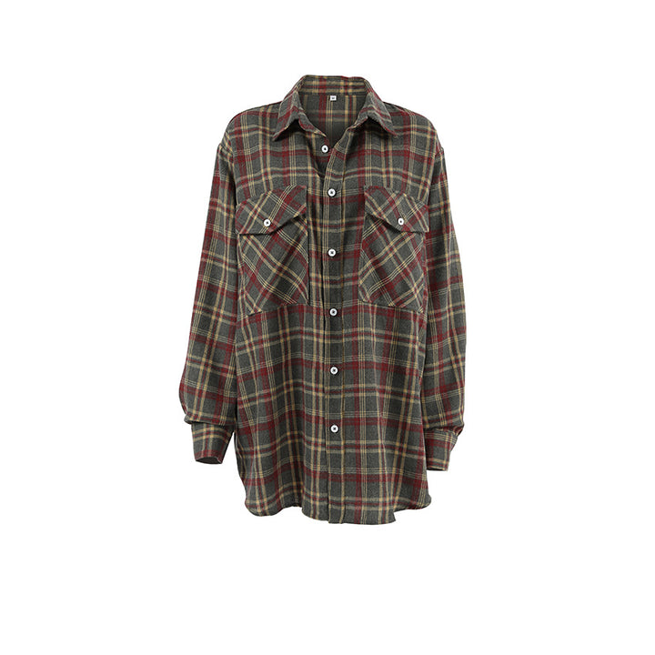 Dame Tjekkede Flannel Skjortejakke med to lommer Stilla