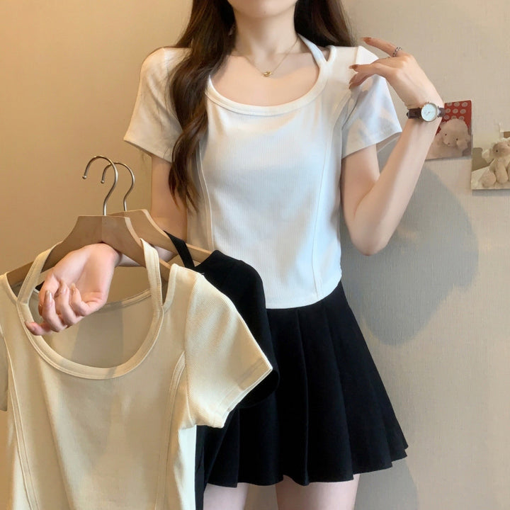 Femme Cropped Flatterende Tekstureret Top Stilla