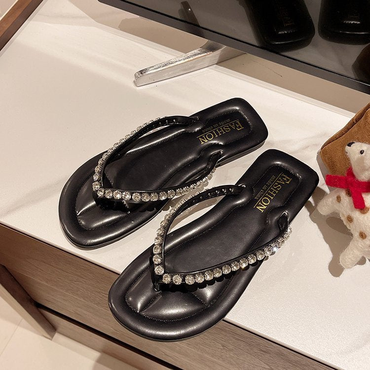 Dame Flip-Flops med ekstravagante glimmerremme og komfortabel sål Stilla