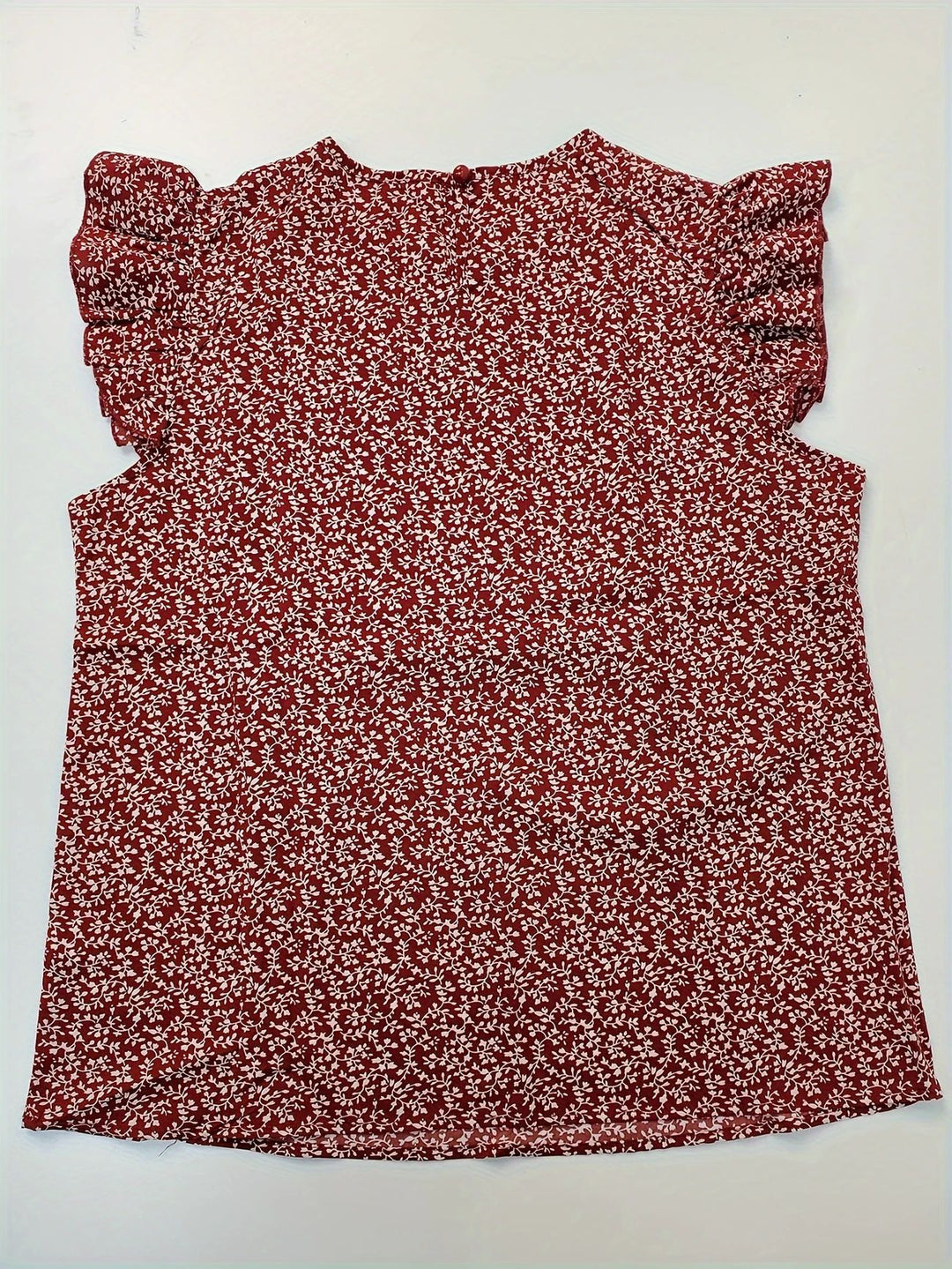 Damebluse med rynkede ærmer og floral mønster Stilla