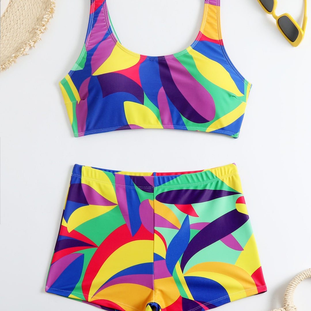 Dame Sporty Bikini-sæt med høj talje og attraktivt mønster Stilla