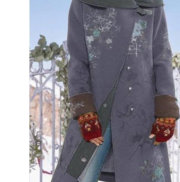 Dame Premium Uldfrakke med kunstneriske Broderier og praktiske Lommer Stilla