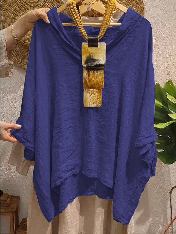 Dame afslappet oversized bluse med hætte og løs pasform Stilla