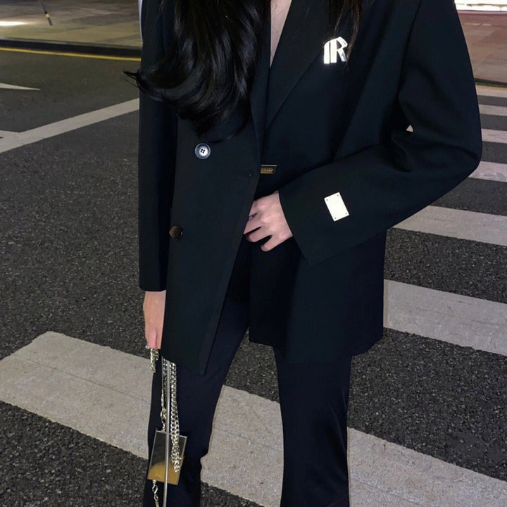 Dame Oversized Dobbeltbrystet Blazer med Moderne Detaljer Stilla